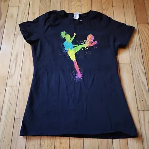 T-shirt nera Port Company Soccer Design donna calciatrice amante dello sport - Foto 1 di 4