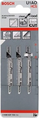 Original Bosch Professional Jigsaw blade U 1 AO 3 pack Clean Wood 2608637724 - Image 1 of 2