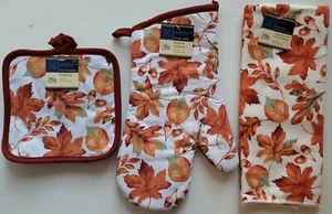 Fall Kitchen Linen Leaves Acorns S21 Oven Mitts Potholders Towels Select; Item - Picture 1 of 5