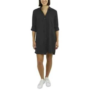 Jachs Ladies Roll Sleeve Linen Blend Stress in Black XL - 5105-1-BA-B - Picture 1 of 4