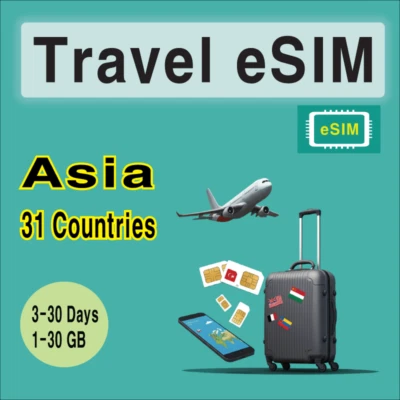 [eSIM] Asia Travel SIM Card, India Pakistan Bangladesh Sri Lanka Vietnam Georgia - Image 1 of 3