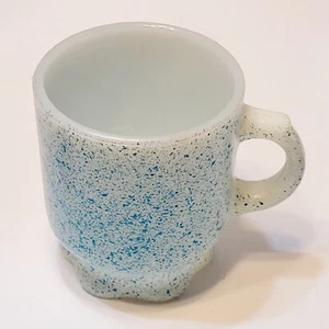 Vintage Anchor Hocking Fire King Blue Speckled Stacking Coffee Cup Mug  - Picture 1 of 6