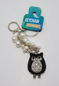 Owl Rhinestone Keychain Car Keyring Purse Bag Pendant Decoration Hanging - Picture 1 of 3