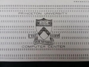 Princeton University Computer Punch Card circa 1970's USED with Princeton Seal - Picture 1 of 6