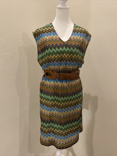 Abito senza maniche multicolore Alyx taglia 6 con cintura marrone