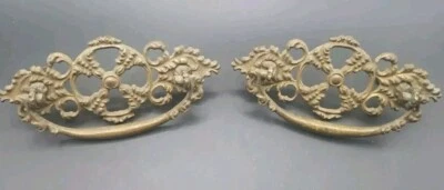 Pair Antique Bronze Drawer Pulls 5 X 2-1/4" Reclaimed Victorian L 196 - Image 1 of 4
