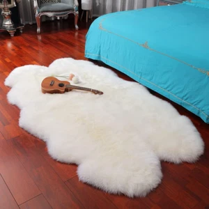 Genuine Sheepskin Area Rug Wool Rug Fur Carpet Fluffy Shaggy Fur Rug for Living - Picture 1 of 6