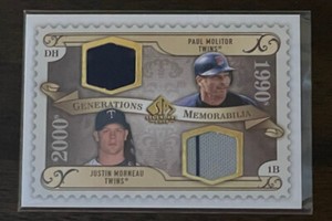 2009 SP Legendary Cuts Generations Memorabilia Paul Molitor Justin Morneau HOF