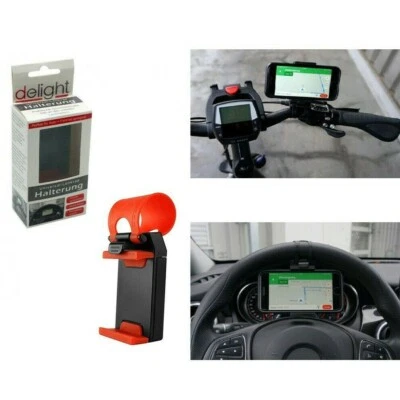 SUPPORTO TELEFONO CELLULARE PORTA SMARTPHONE VOLANTE AUTO E MANUBRIO BICICLETTA - Immagine 1 di 4