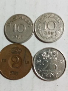 25 Cent 1978 Netherlands 2 Ore Sweden 1955 10 Ore Denmark 1950 1961 Coins Lot - Picture 1 of 2