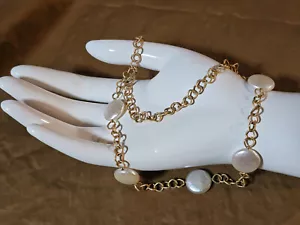 Yvel 18K Yellow Gold Coin Pearl 18" Necklace Hallmarked 750 Yvel - Picture 1 of 14