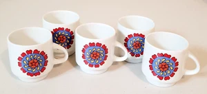 5 Piece Vintage Ancap Heart Flower Burst Porcelain Espresso Demitasse Cups Italy - Picture 1 of 9
