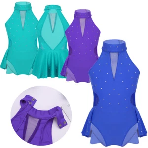 UK Girls Lyrical Dress Ballet Dance Leotards Gymnastics Contemporary Costumes - Picture 1 of 42