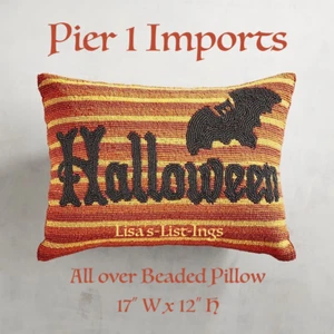 NEU MIT ETIKETT NEU IN VERPACKUNG PIER 1 IMPORT PERLEN "HALLOWEEN" LENDENKISSEN 17" x 12" SELTEN RARITÄT WOW - Bild 1 von 12