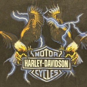 Vintage Harley Davidson 2002 Rare Shark Eagle Lightning Double Sided Heavyweight USA - Bild 1 von 13