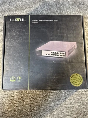 LUXUL XMS-1208P 12-Port/8 PoE+ Gigabit Managed Switch - Image 1 of 4