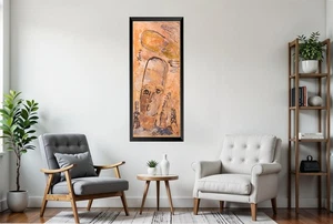 Purvis Young Original Gemälde zwei Gesichter groß 4 Fuß signiert Öl auf Karton - Bild 1 von 20