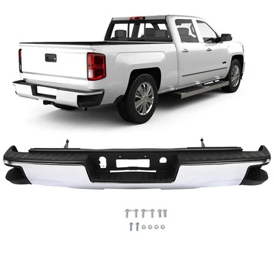 Chrome Rear Bumper w/ Conner Step For 2014-2018 Chevy Silverado GMC Sierra 1500 — 第 1/4 张图片