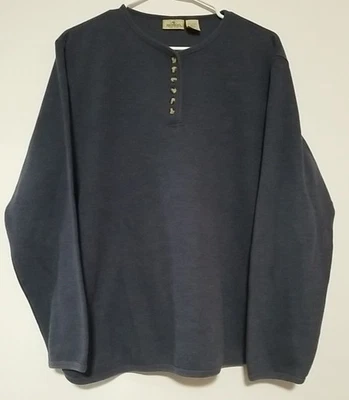 Женский XL красная голова темно-синий 1/4 на пуговицах длинным рукавом Henley пуловер свитер - Изображение 1 из 4