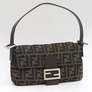 FENDI Zucca Canvas Leather Mamma Baguette Shoulder Bag 26424 #3590 - Picture 1 of 20