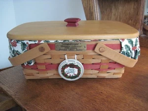 Longaberger 1996 Christmas Collection Holiday Cheer Basket Liner Protector Lid - Picture 1 of 8