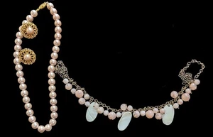 Palest Pink Faux Pearls Necklaces Matching Earrings Barbiecore - Picture 1 of 1