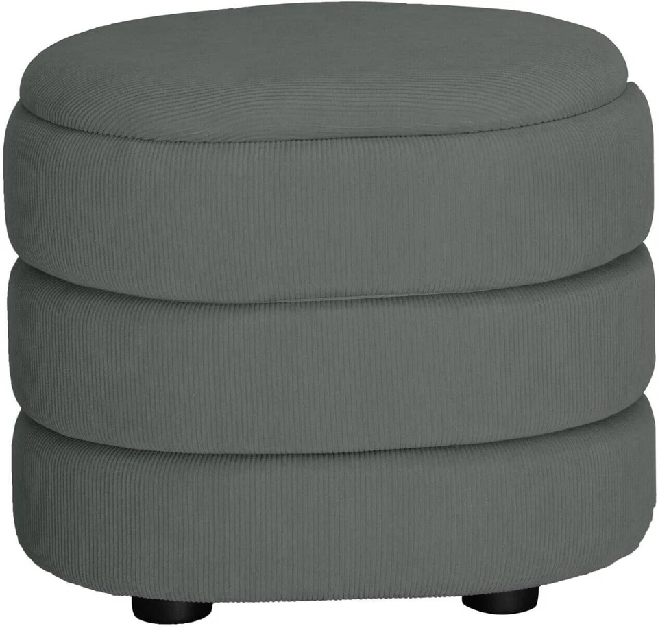 Light Grey Velvet Oval Storage Ottoman Stool Modern Pouffe Vanity Seat - Image 1 of 4