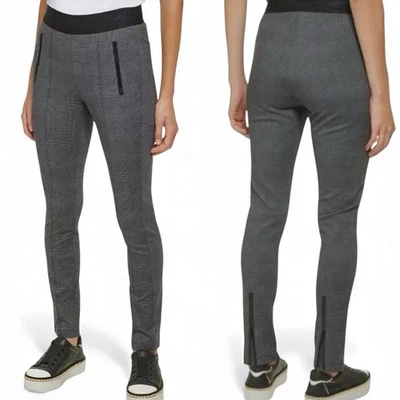 Pantalones Karl Lagerfeld Pata de Gallo Talla Grande Tobillo Cremallera Legging a Cuadros Foto 1 de 4