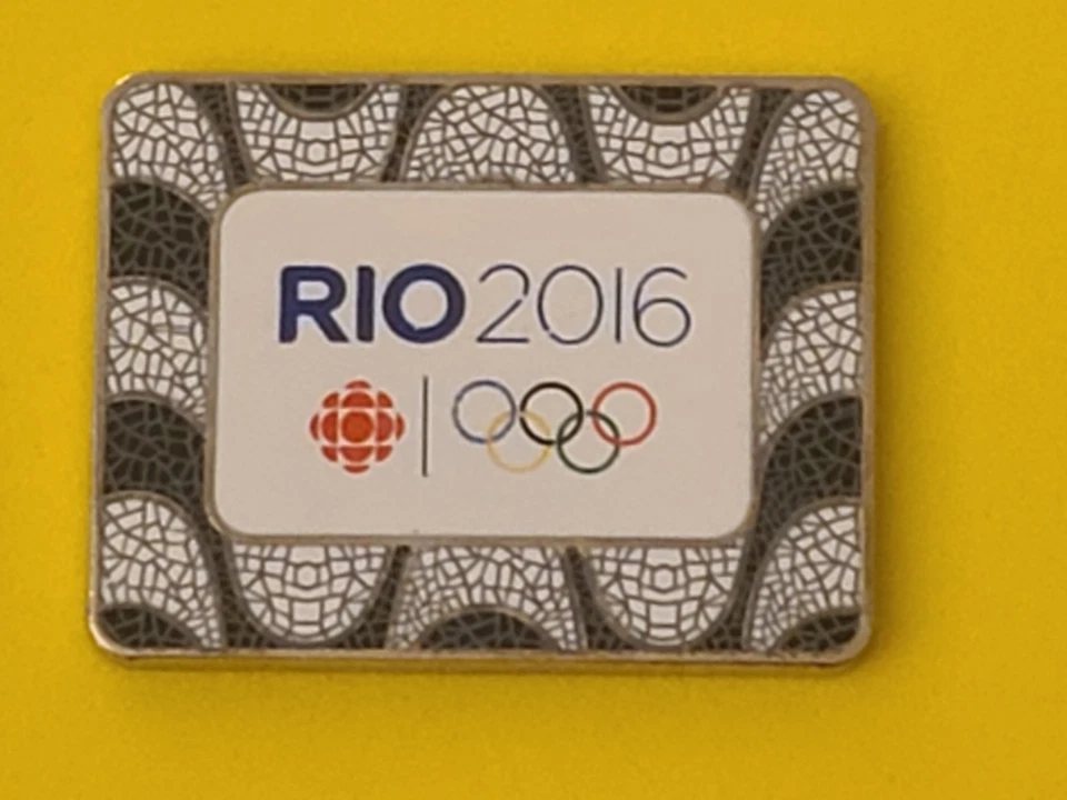 Pin de mídia olímpica Rio BRASIL 2016 CBC Canadian Broadcast Corp! Retângulo  - Imagem 1 de 1