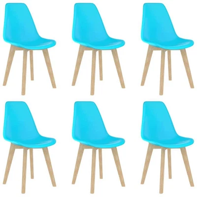 Dining Chair Set of 6 Blue Polypropylene, Beechwood Ergonomic - Image 1 of 4