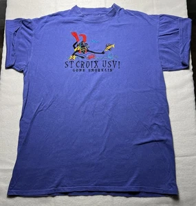 T-shirt vintage St Croix ricamata taglia XL punto singolo via snorklin immersioni - Foto 1 di 7