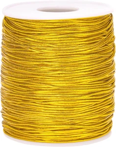 Cordón elástico dorado de 110 yardas - Cuerda elástica dorada de 1 mm cuerda elástica de oropel metálico - Imagen 1 de 8
