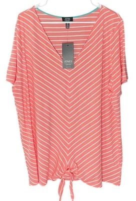 NWT Jones New York Blouse Womens 3X Orange Striped Soft Knit Florida Coastal - Image 1 of 4