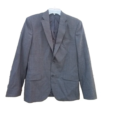 NORDSTROM SHOP TRIM FIT SUIT MENS SZ 38R GRAY PLAID BUTTON INSIDE POCKTES - Image 1 of 4