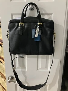 Cole Haan Attaché Briefcase Bag Brayton Black Pebbled Leather NWT - Picture 1 of 17