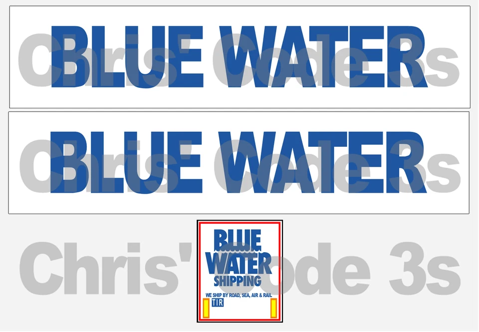 Code 3 Adhesive Vinyl Trailer Decal - Blue Water Shipping - 1/50 1/64 1/76 1/148 - Image 1 of 1