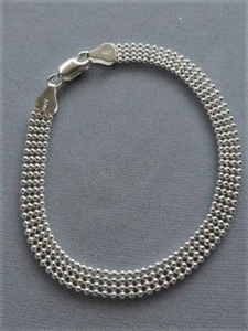 BRACCIALE ARGENTO STERLING 7" 4 FILE PERLINE LUCIDE STILE SCINTILLANTE ITALIA 925 - Foto 1 di 8