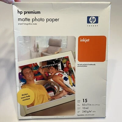 HP Premium Matte Photo Paper for Inkjet Printers 15 Sheets Unopened Box 8.5 x 11 - Image 1 of 4
