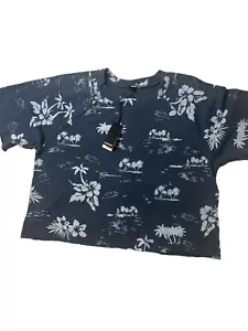 Monrow Hawaiian Vintage Raglan Top NWT Womens Size Large Short Sleeve - Picture 1 of 5