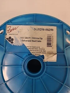 Fehr Galvanized Steel Cable 2G9250-00250 1/4 x 250 ft, 7 x 19 Hot Dip - Picture 1 of 5