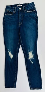Good American Dark Wash Good Legs Ripped Crop Skinny Jeans Size 24 - Picture 1 of 6