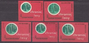 POLAND 1963 Matchbox Label 20/25Gr Z#423 set, Protect the forests ... - Bild 1 von 1