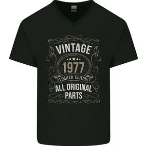 48th Birthday Limited Edition 1977 Mens V-Neck Cotton T-Shirt - Picture 1 of 3