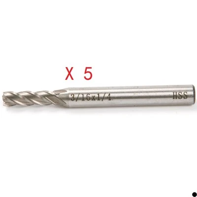 5PCS HSS 4 Flute End Milling Cutter Drill Machine CNC Cutting Tools 3/16“x1/4” - Image 1 of 4