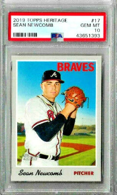 2019 Topps Heritage Sean Newcomb PSA 10 - Image 1 of 2