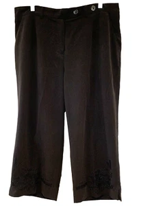 Dressbarn Black Capri Length Pants Womens 16W Stretchy Dressy Elastic Waist - Picture 1 of 10