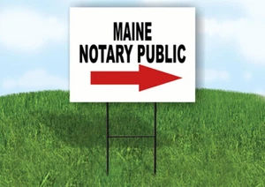 MAINE _NOTARY PUBLIC RIGHT ARROW RED Yard Sign w Stand LAWN SIGN Single - Picture 1 of 5