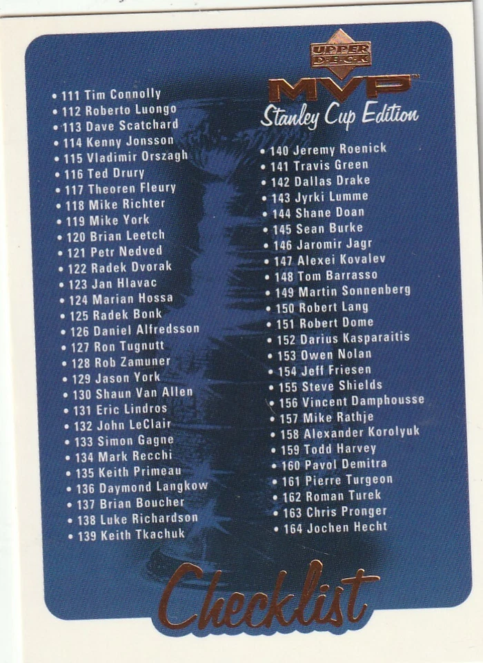 FREE SHIPPING-MINT-2000 Upper Deck MVP Checklist #220  - Image 1 of 1