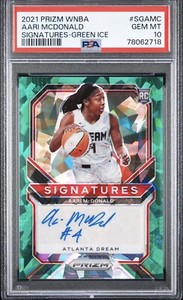 Aari McDonald PSA 10 Signatures Green Ice Prizm Auto Rookie Atlanta Dream WNBA