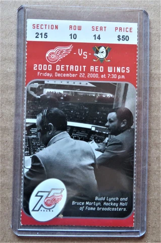 Red Wings vs Mighty Ducks ticket stub Dec 22, 2000  -  Lynch - Martyn pictured Cover